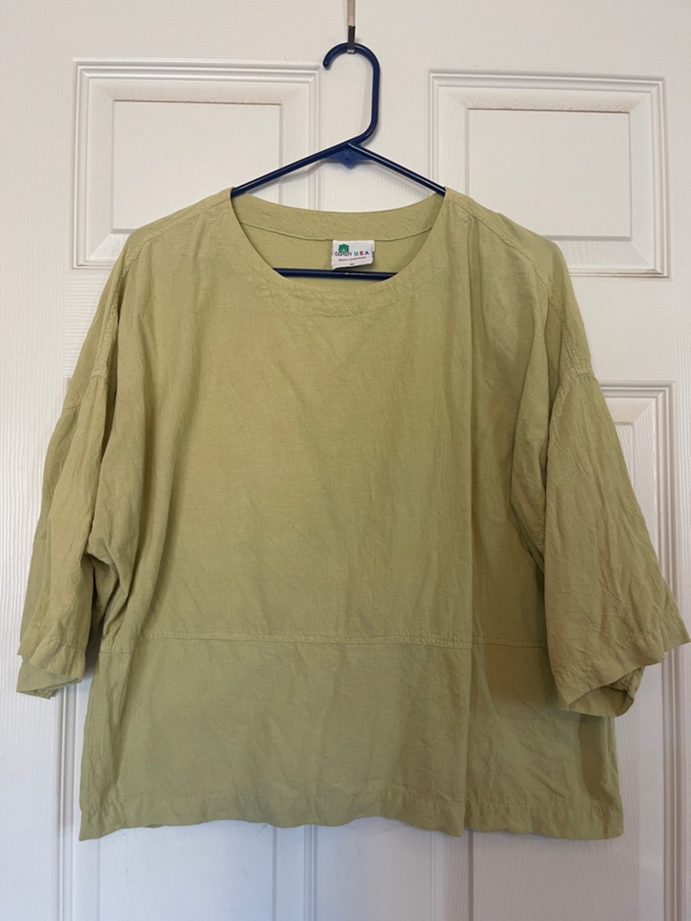 Cotton USA 100% Cotton Olive Green Boxy Tunic Top